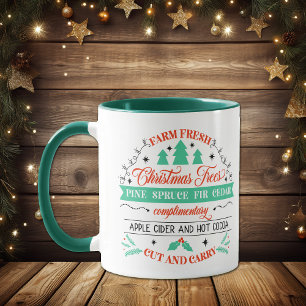 Caneca Anúncio de Árvores de Natal de Corte Retrófico