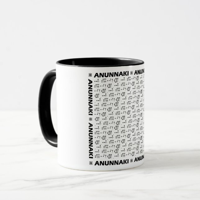 Caneca Anunnaki, Cuneiform Text, (Preto) (Frente Esquerda)