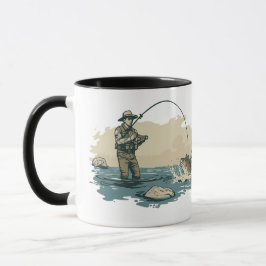 Caneca Apaixonado por Pesca Cena de Pescador ao Ar Livre 