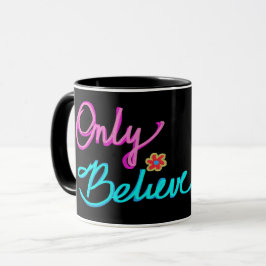Caneca Apenas Acredite Citação de Fé Cristã Preta