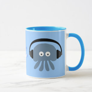 Caneca Apenas medusa azuis de Chillin com fones de ouvido