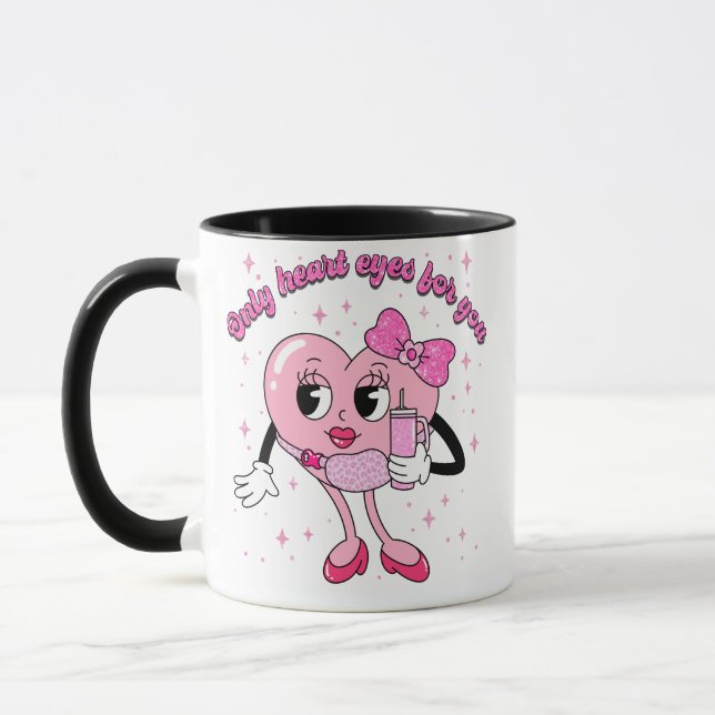 Caneca Apenas Olhos de Coração para Você Design de Dia do (Esquerda)