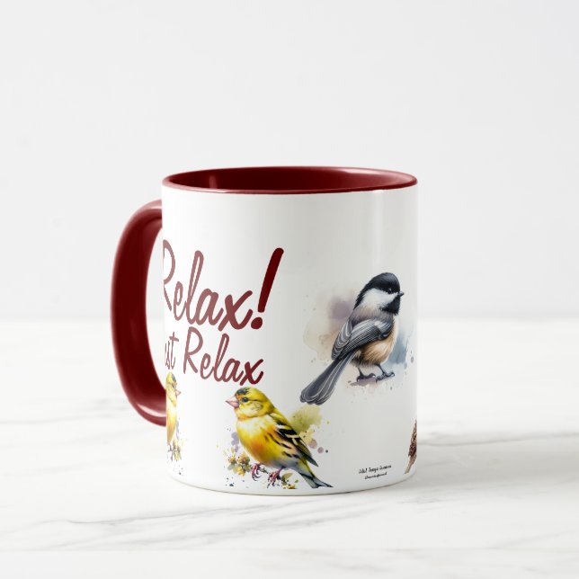 Caneca Apenas Relaxar/Pássaro Moderno (Frente Esquerda)