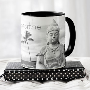 Caneca Apenas Respire A Foto Preta Do Buda Havaí