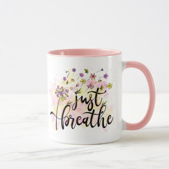 Caneca Apenas Respire Flores Inspiração de Autocuidado Yo (Direita)