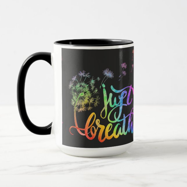 Caneca Apenas respire | sopro de dandelion no vento (Esquerda)