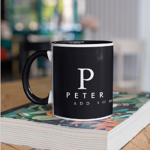 Caneca apenas um preto simples (com nome e iniciais)