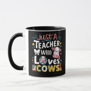 Caneca Apenas um professor que ama vacas de volta à escol