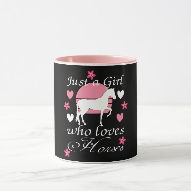 Caneca Apenas Uma Menina Que Ama Cavalos em Rosa Pink   (Centro)