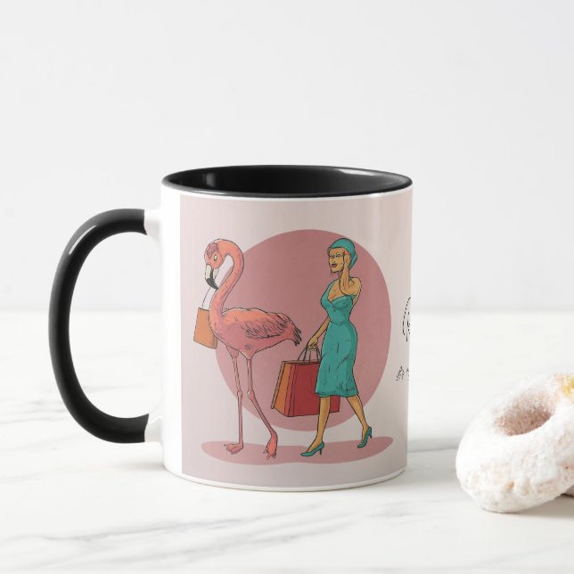 Caneca Aposentado É meu trabalho ir Comprar Flamingo Rosa (Com Donut)