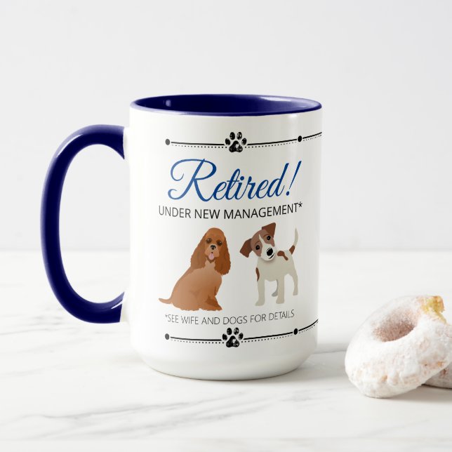 Caneca Aposentado Ver Mulher e Cães Mug (Com Donut)