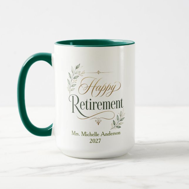 Caneca Aposentadoria Feliz Nome Personalizado (Esquerda)