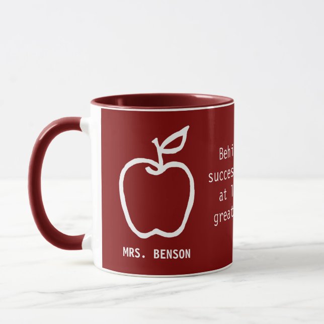 Caneca Apple Teacher Appreciation Quote Burgundy (Esquerda)