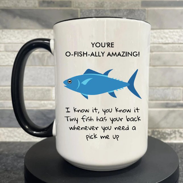 Caneca Apreciação de Funcionários de Peixes Anima-se Engr (Fish Pun Employee Appreciation Cheer up funny Mug)