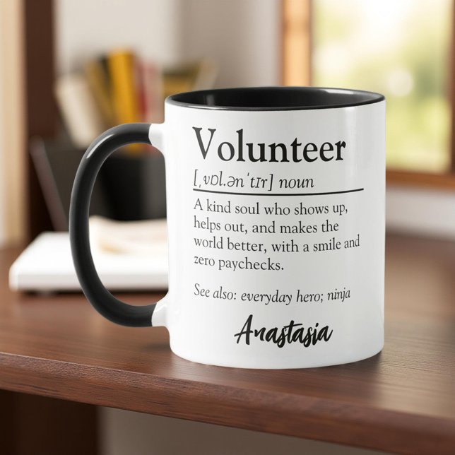 Caneca Apreciação Personalizada de Definição de Voluntári (Criador carregado)