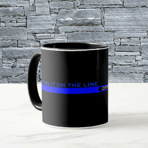 Caneca Apreciação Policial da Linha Azul fina com Nome