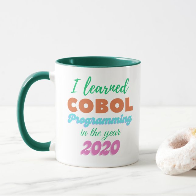 Caneca Aprendi a Linguagem de Programação Cobol em 2020 (Com Donut)
