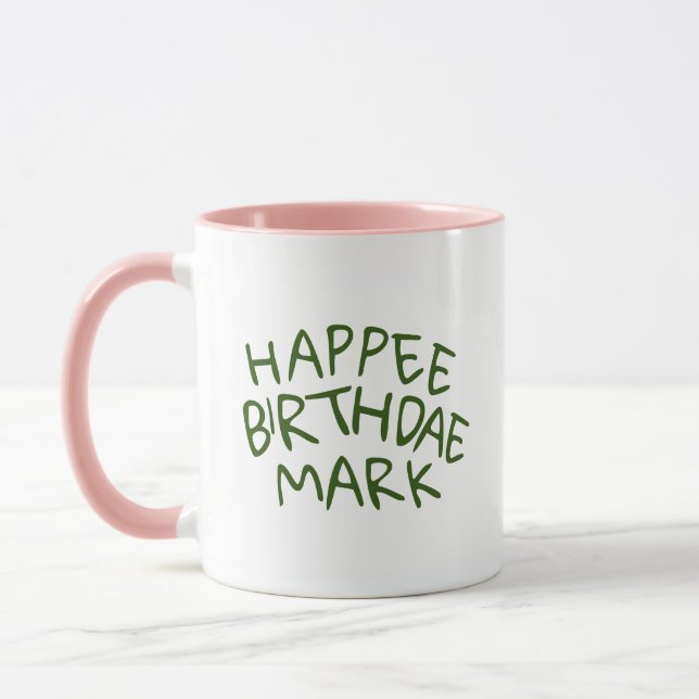 Caneca Apresente o nome de Birthdae com texto verde (Esquerda)