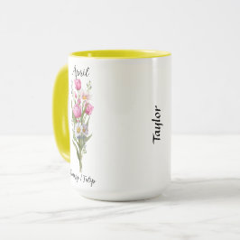 Caneca April Birth Flower Daisy e Tulip