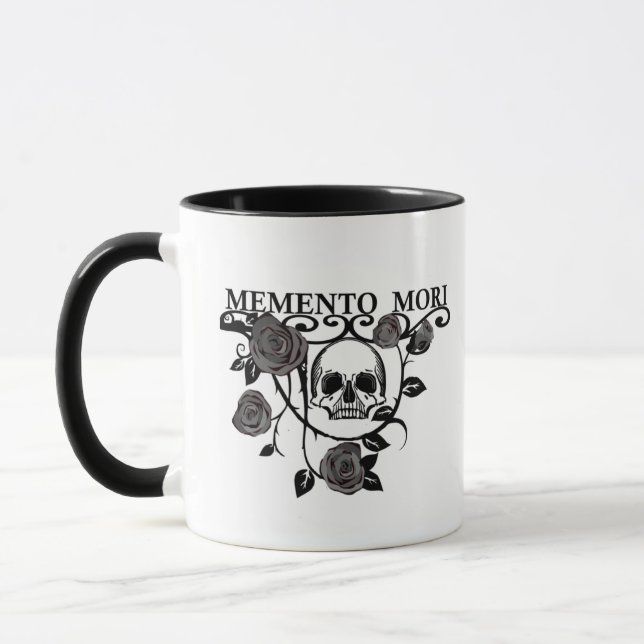 Caneca Aproveite o Dia - Rosas Pretas - Caveira Memento M (Esquerda)