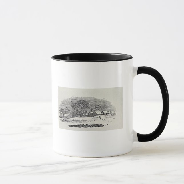 Caneca Aproximando uma vila no inverno (Direita)