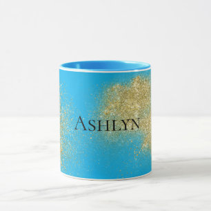 Caneca Aqua Dourada Glitzy Glitter