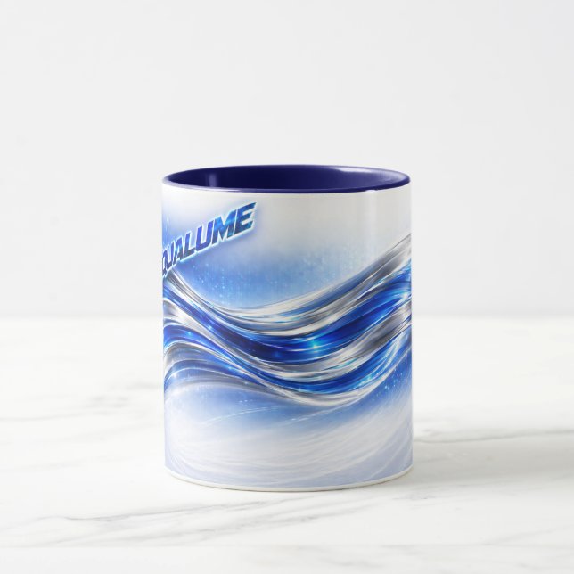 Caneca Aqualume Flow  – Blue Silver Wave Energy Mug (Centro)