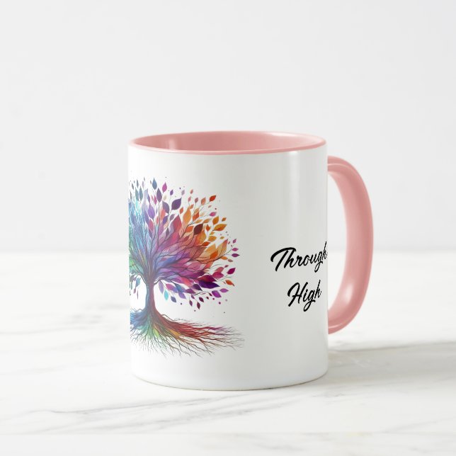 Caneca Aquarela árvore da vida Inspiradora (Frente Esquerda)