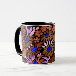 Caneca Aquarela camomille flores dos prados florais d