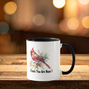 Caneca Aquarela Cardinal Vermelho ''Estão Perto'' persona