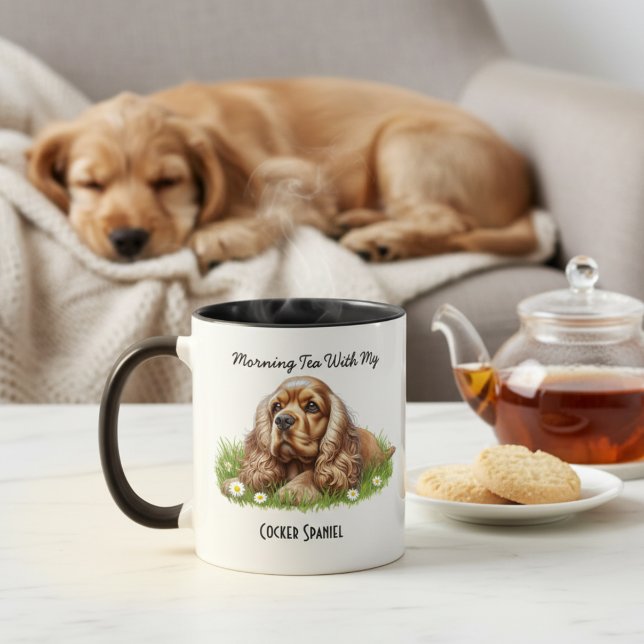 Caneca Aquarela Cocker Spaniel Pet Personalizado (Criador carregado)