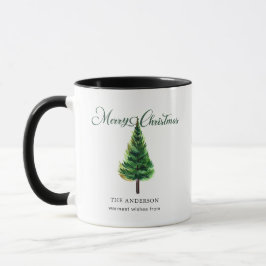 Caneca Aquarela de árvore de Natal Elegante minimalista