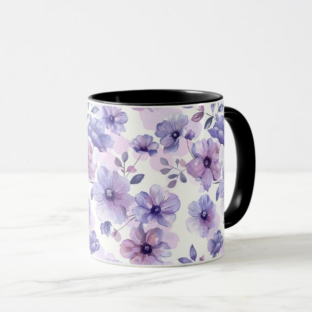 Caneca Aquarela Fofo Sofisticado Chique Romântico Floral (Frente Esquerda)