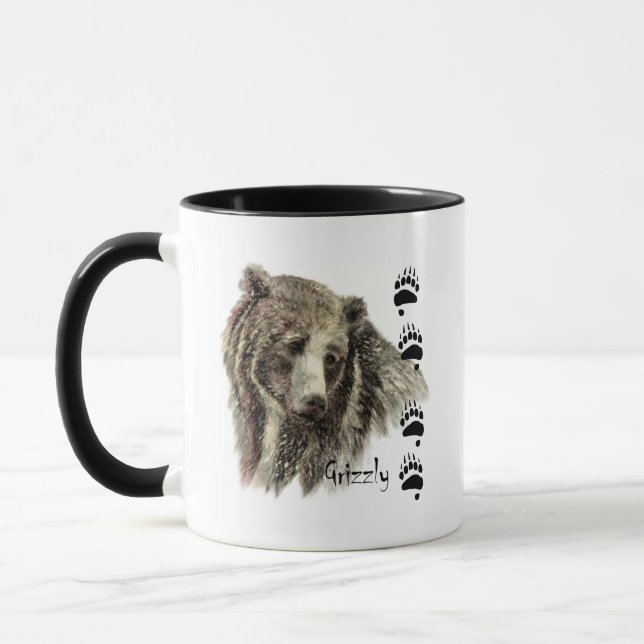 Caneca Aquarela Grizzly Bear Natureza (Esquerda)