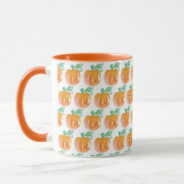 Caneca Aquarela Outono Abóboras Laranja Padrão