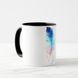 Caneca Aquarela Pena Ombre Azul