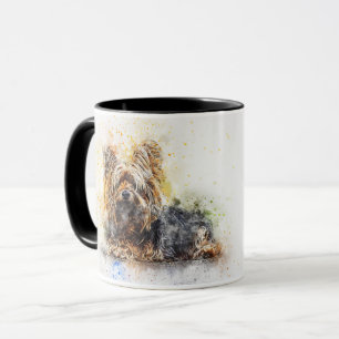 Caneca Aquarela Personalizada Yorkie Terrier Combo Mug