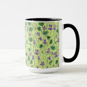 Caneca Aquarela violetas sobre melão