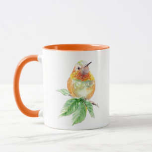 Caneca Aquarela Whimsical Rufous Atitude de Hummingbird