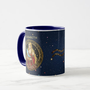 Caneca Aquário Portador de Água Símbolo do Zodíaco Para E