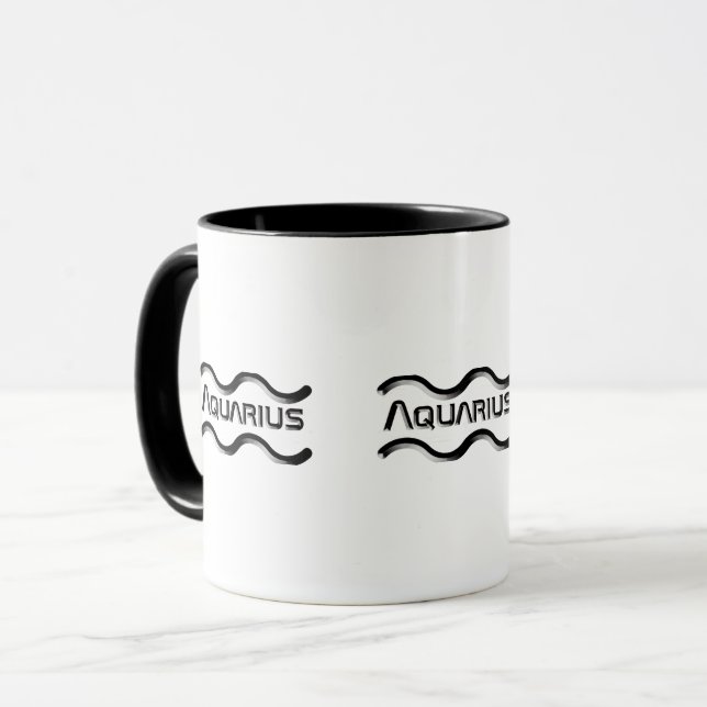Caneca AQUARIUS, Design abstrato do Sinal Zodíaco, (Frente Esquerda)