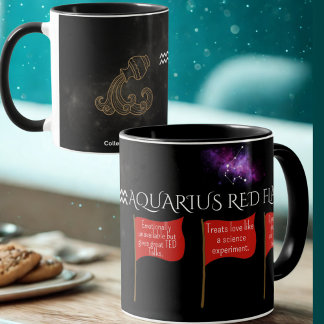 Caneca Aquarius Red Flags Mug | Zodiac Gift Engraçado