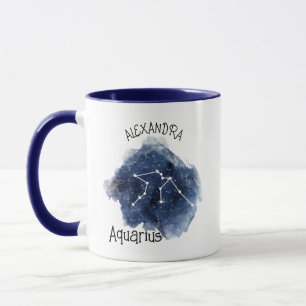 Caneca Aquarius Starry Night Consteling Nome Personalizad