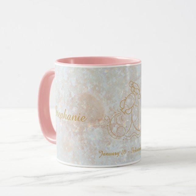 Caneca Aquarius Zodiac - Sinal de Estrela Cósmica - Leitu (Frente Esquerda)