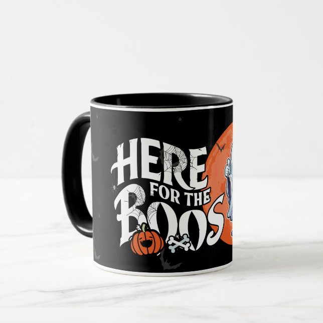 Caneca Aqui para os Boos | Beba e coloque seu Spook em ci (Frente Esquerda)