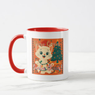 Caneca Aqui vem o Papai Noel! Gato Fofo e Divertido