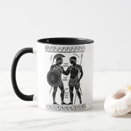 Caneca Aquiles e Patroclusão: Arte da Fila Grega Antiga