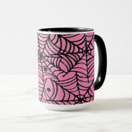 Caneca Aranha-das-bruxas-do-halloween a rosa