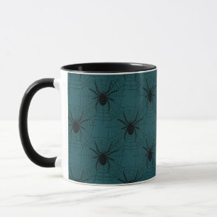Caneca Aranhas e Teias de Aranha Verde Escuro Halloween
