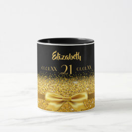 Caneca arco aniversário de 21 anos preto-ouro